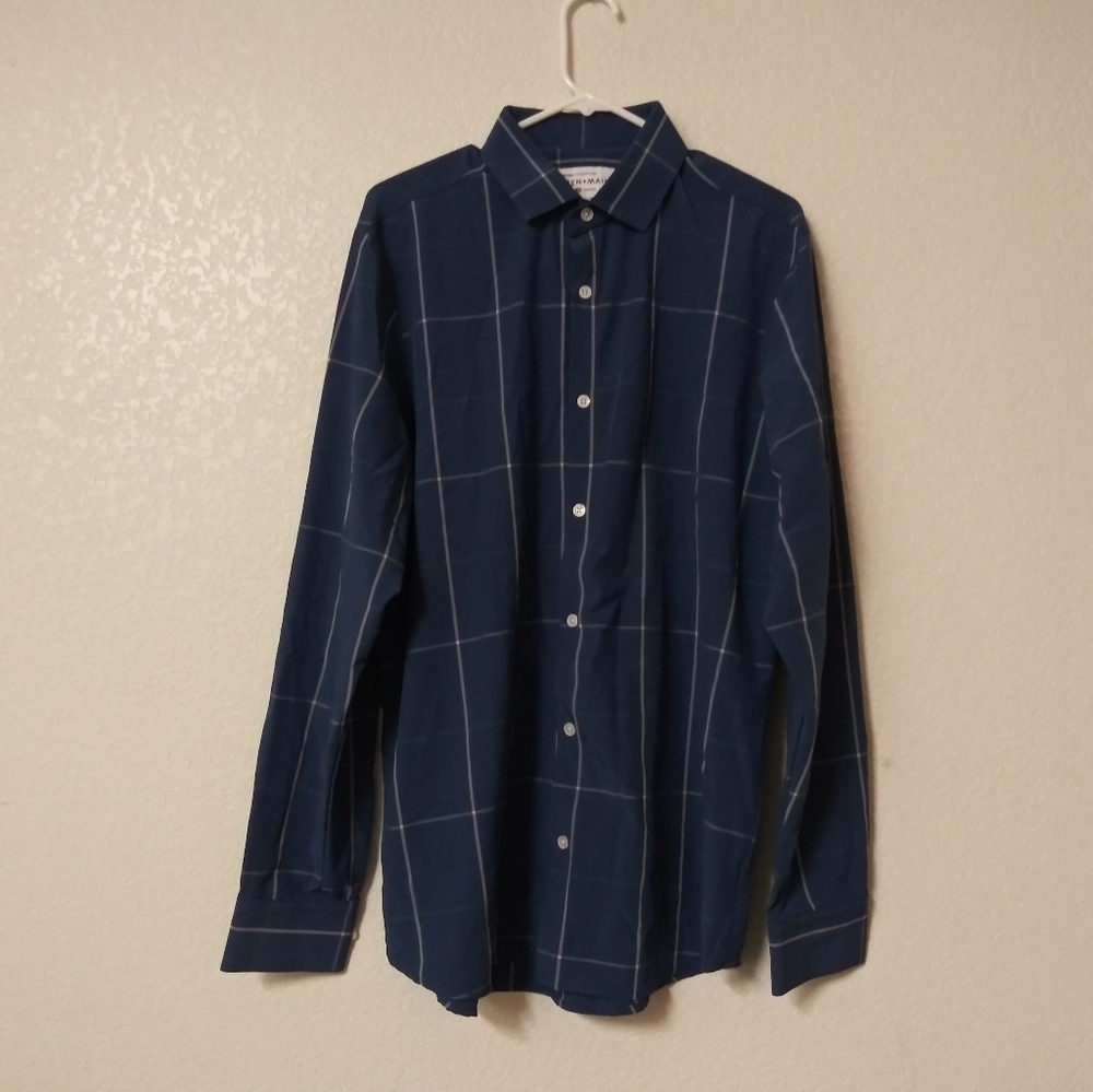 Mizzen+Main XL Trim Fit Men's Dress Shirt Blue